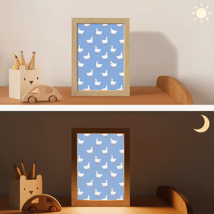 Ganzen - Elegant - Blauw Light Box met kabel (Kinderlampje) klein 904 -sfeer3_kind