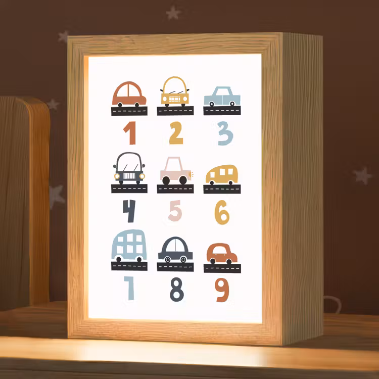 Getallen - Educatief - Leren tellen - Cijfers oefenen voor kinderen - Auto's - Voertuigen Light Box met kabel klein -zzz_3d_website