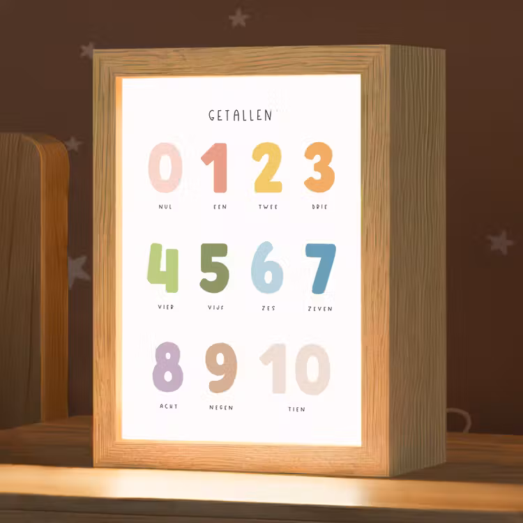 Getallen - Educatief - Leren tellen - Cijfers oefenen voor kinderen - Kleuren Light Box met kabel klein -zzz_3d_website
