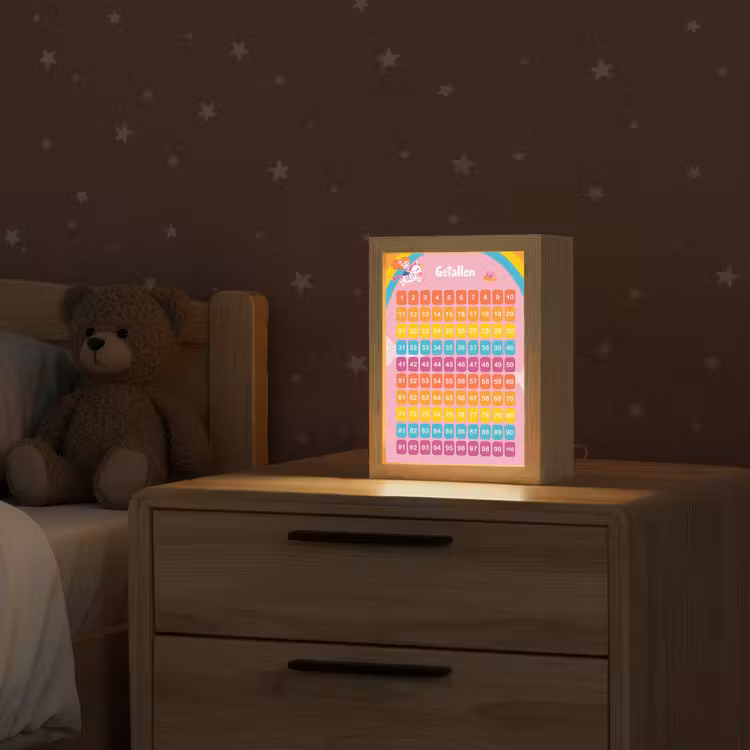 Getallen - Leren tellen voor kinderen - Getallenlijn - Cijfers - Roze - Eenhoorn Light Box met kabel klein -sfeer1_kind