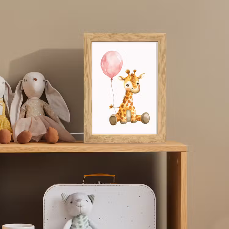 Giraf - Baby - Dieren - Roze ballon Light Box met kabel klein -sfeer2_kind