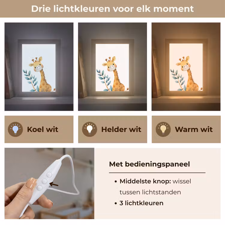 Giraf - Dier - Wilde dieren Light Box met kabel klein -USP_lichtkleurNL