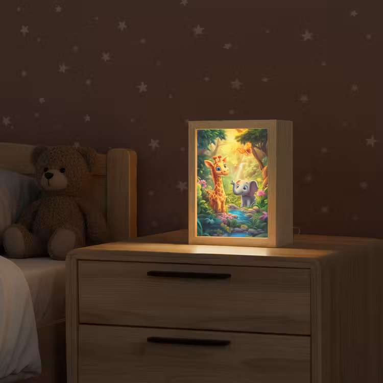 Giraf - Olifant - Bloemen - Jungle Light Box met kabel klein -sfeer1_kind