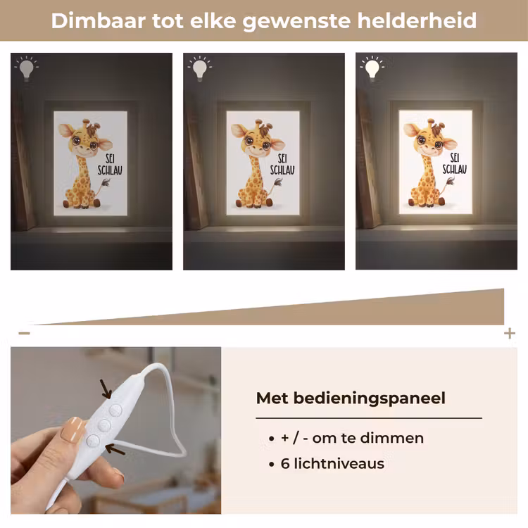 Giraf - Wees slim - Quote - Dier Light Box met kabel klein -USP_dimbaarNL