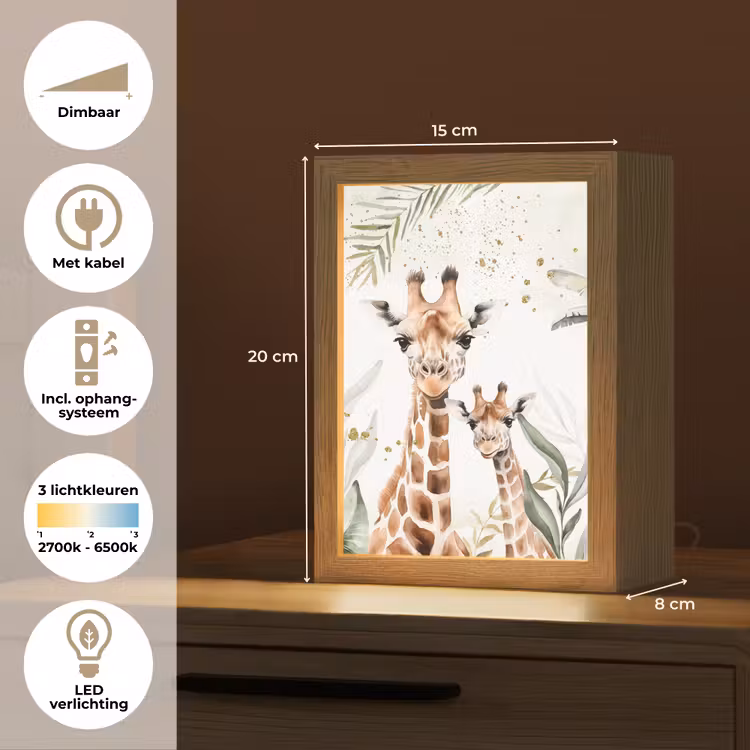 Giraffe - Bladeren - Kinderen - Dieren - Jungle Light Box met kabel klein -USP_NL