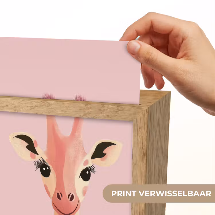 Giraffe - Illustratie - Roze Light Box met kabel (Kinderlampje) klein -USP_websiteprintNL