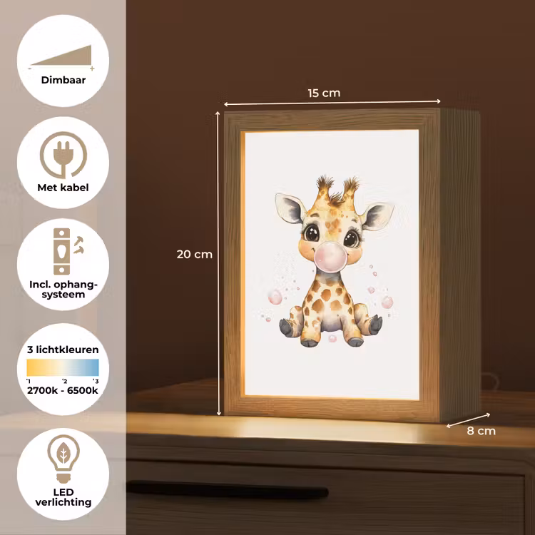 Giraffe - Roze - Kauwgom Light Box met kabel klein -USP_NL