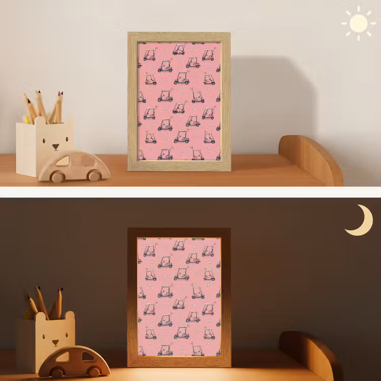 Golfkar - Retro - Roze Light Box met kabel (Kinderlampje) klein 904 -sfeer3_kind