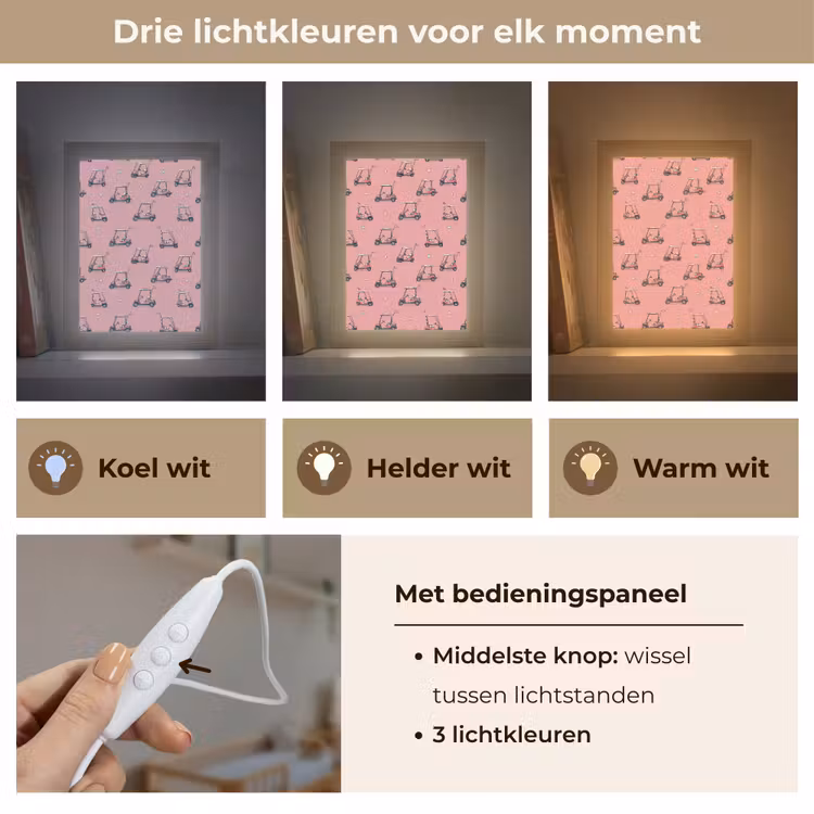 Golfkar - Retro - Roze Light Box met kabel (Kinderlampje) klein 904 -USP_lichtkleurNL