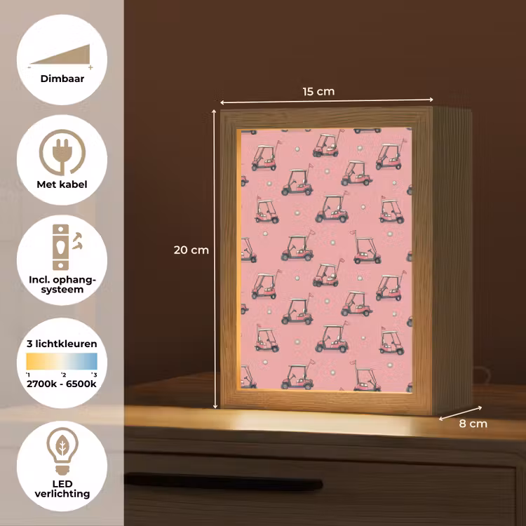 Golfkar - Retro - Roze Light Box met kabel (Kinderlampje) klein 904 -USP_NL