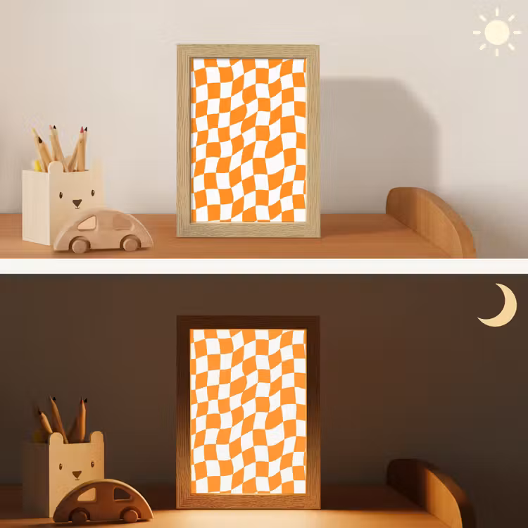 Golvend - Patroon - Oranje Light Box met kabel (Kinderlampje) klein 904 -sfeer3_kind