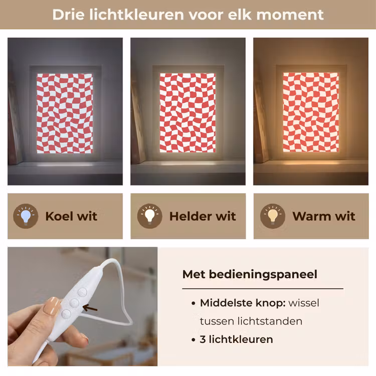 Golvend - Patroon - Rood Light Box met kabel (Kinderlampje) klein 904 -USP_lichtkleurNL
