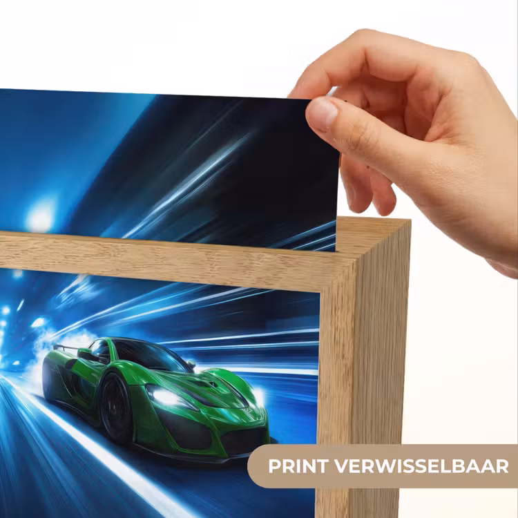 Groene racewagen - Blauw - Neon - Licht Light Box met kabel (Kinderlampje) klein -USP_websiteprintNL