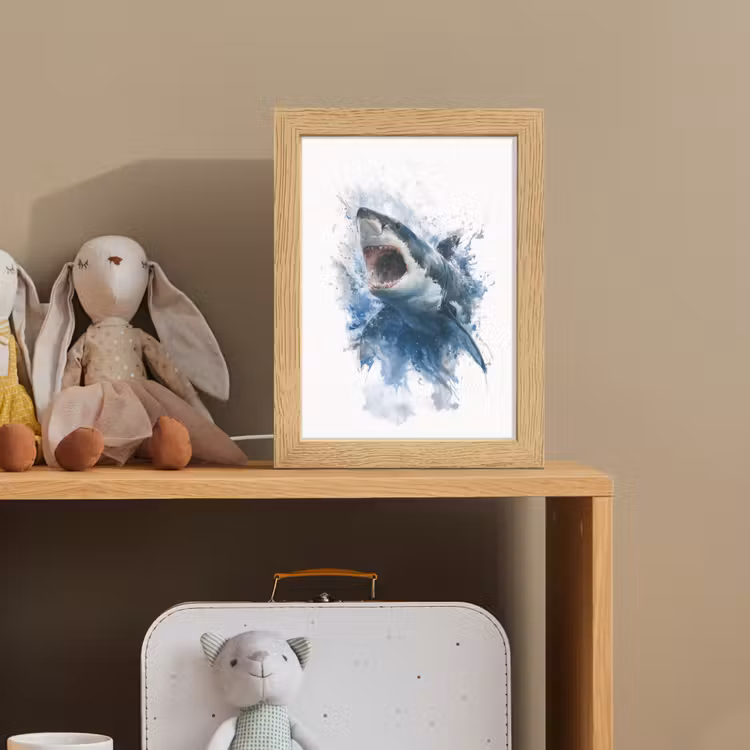 Haai - Blauw - Water Light Box met kabel klein -sfeer2_kind