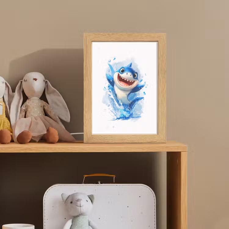 Haai - Water - Blauw Light Box met kabel klein -sfeer2_kind