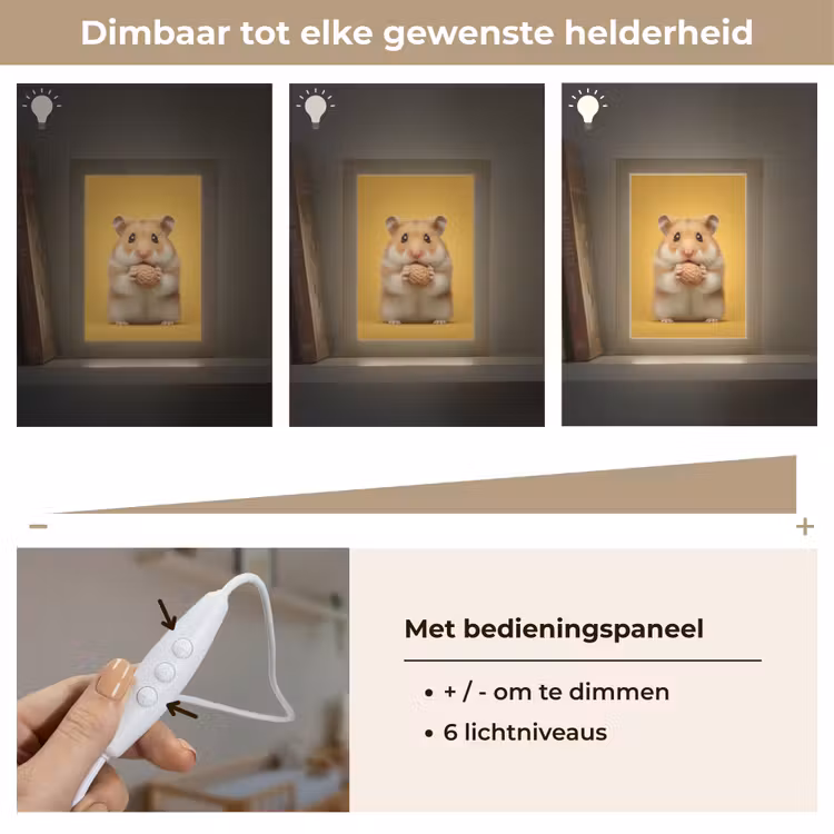 Hamster - Nootje - Geel - Knaagdier Light Box met kabel klein -USP_dimbaarNL