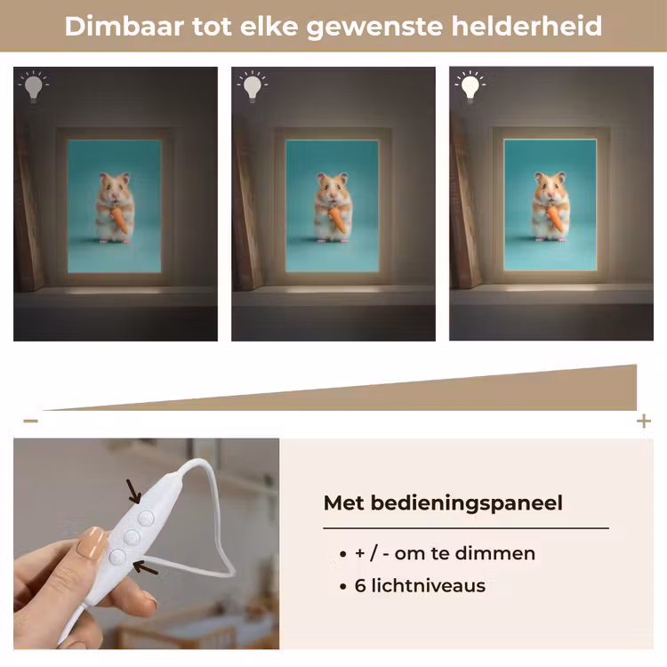 Hamster - Wortel - Blauw Light Box met kabel klein -USP_dimbaarNL