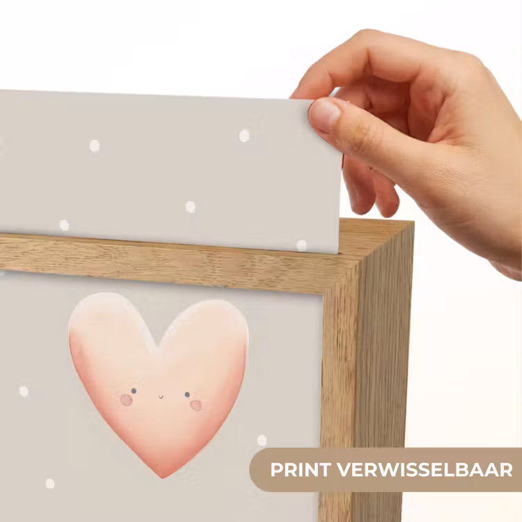 Hart - Gezicht - Roze - Stippen Light Box met kabel (Kinderlampje) klein -USP_websiteprintNL