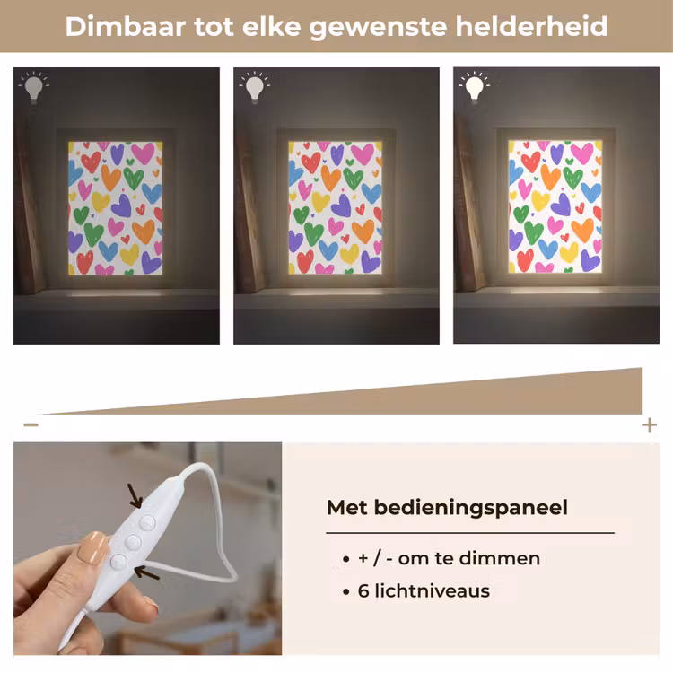 Hartjes - Patroon - Kleurrijk Light Box met kabel klein -USP_dimbaarNL