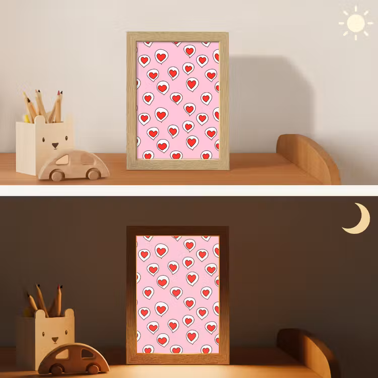 Hartjes - Patroon - Rood Light Box met kabel (Kinderlampje) klein 904 -sfeer3_kind