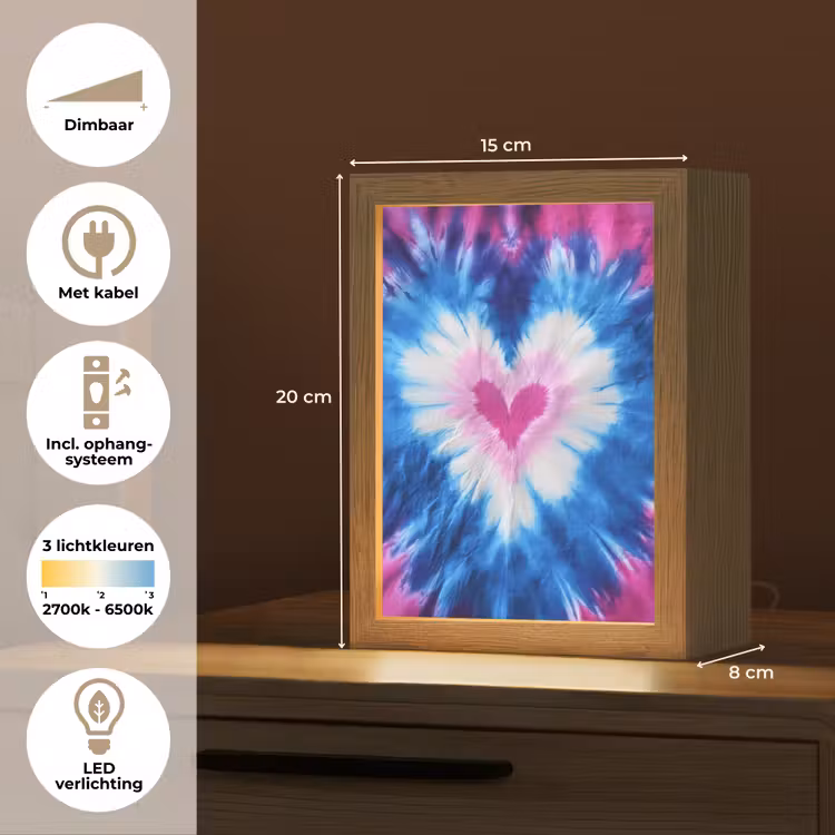 Hartvormig - Tie dye - Paars Light Box met kabel klein -USP_NL