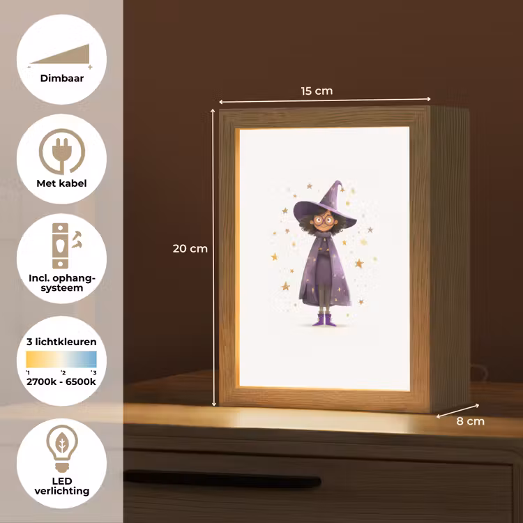 Heks - Paars - Sterren - Heksenhoed Light Box met kabel klein -USP_NL