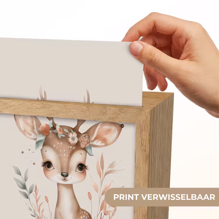 Hert - Bohemian - Bloemen - Bosdieren Light Box met kabel (Kinderlampje) klein -USP_websiteprintNL