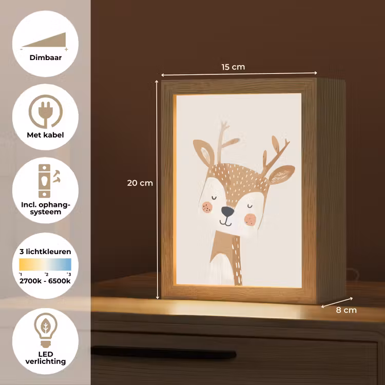 Hert - Bosdieren - Beige Light Box met kabel klein -USP_NL