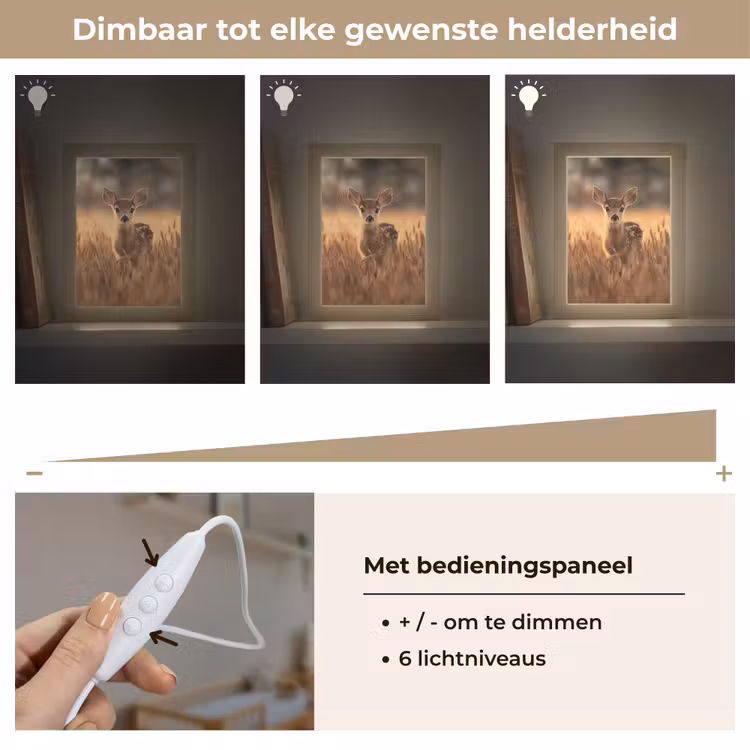 Hert - Graanveld - Bruin Light Box met kabel klein -USP_dimbaarNL