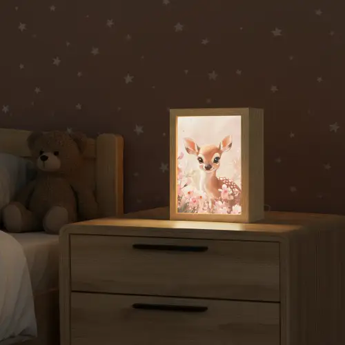 Hertje - Illustratie - Bloemen - Roze Light Box met kabel klein -sfeer1_kind