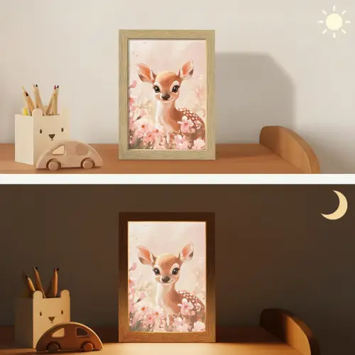 Hertje - Illustratie - Bloemen - Roze Light Box met kabel klein -sfeer3_kind