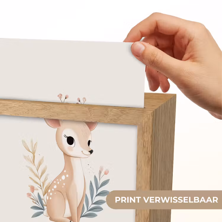 Hertje - Minimalistisch - Aquarel - Bladeren Light Box met kabel (Kinderlampje) klein -USP_websiteprintNL