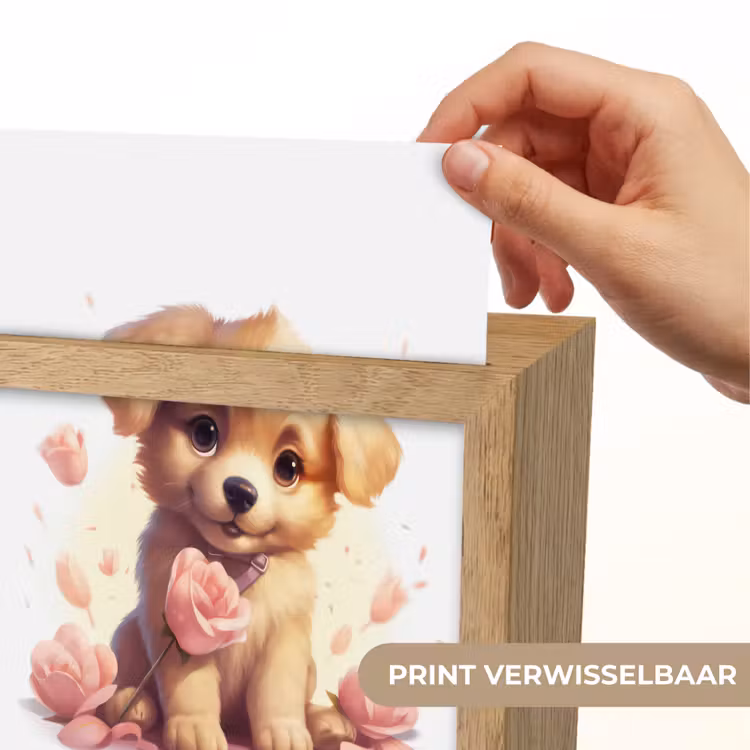 Hond - Bloemen - Roze - Meisjes - Kind Light Box met kabel (Kinderlampje) klein -USP_websiteprintNL