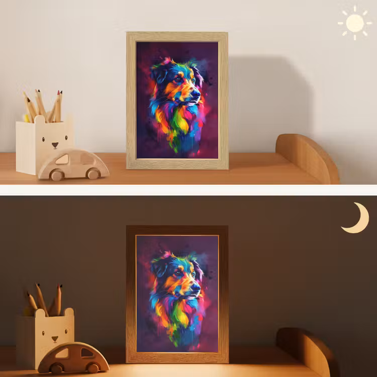 Hond - Kleurrijk - Dier - Dierenhoofd Light Box met kabel klein -sfeer3_kind