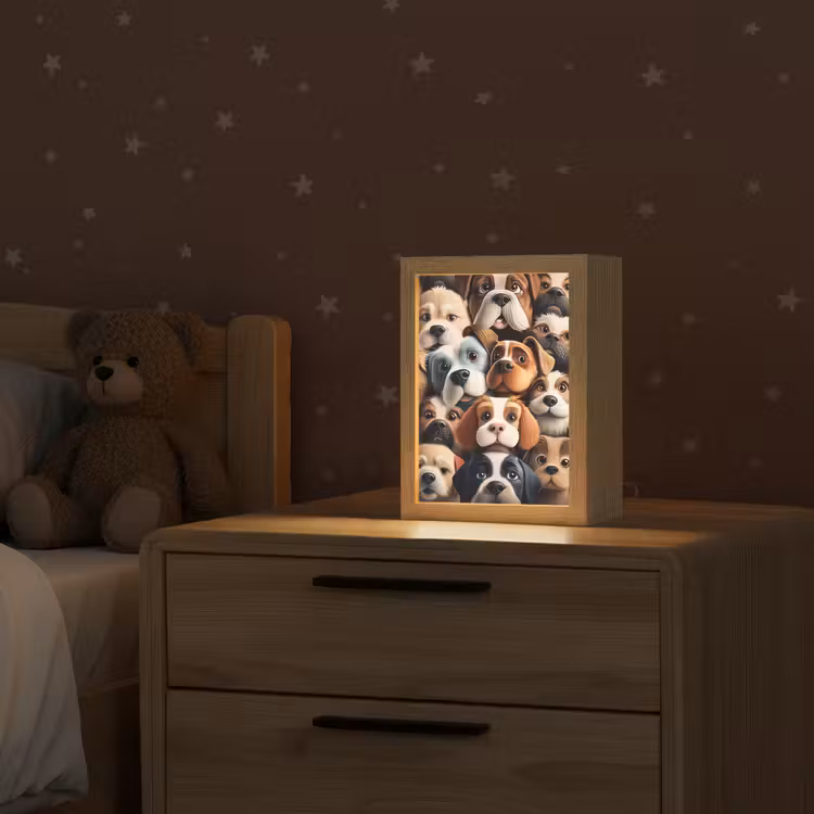 Hond - Patronen - Dieren - Bruin - Meisje - Jongen Light Box met kabel klein -sfeer1_kind