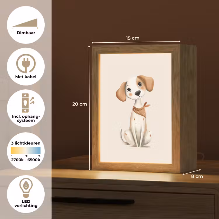 Hond - Pup - Beige Light Box met kabel klein -USP_NL