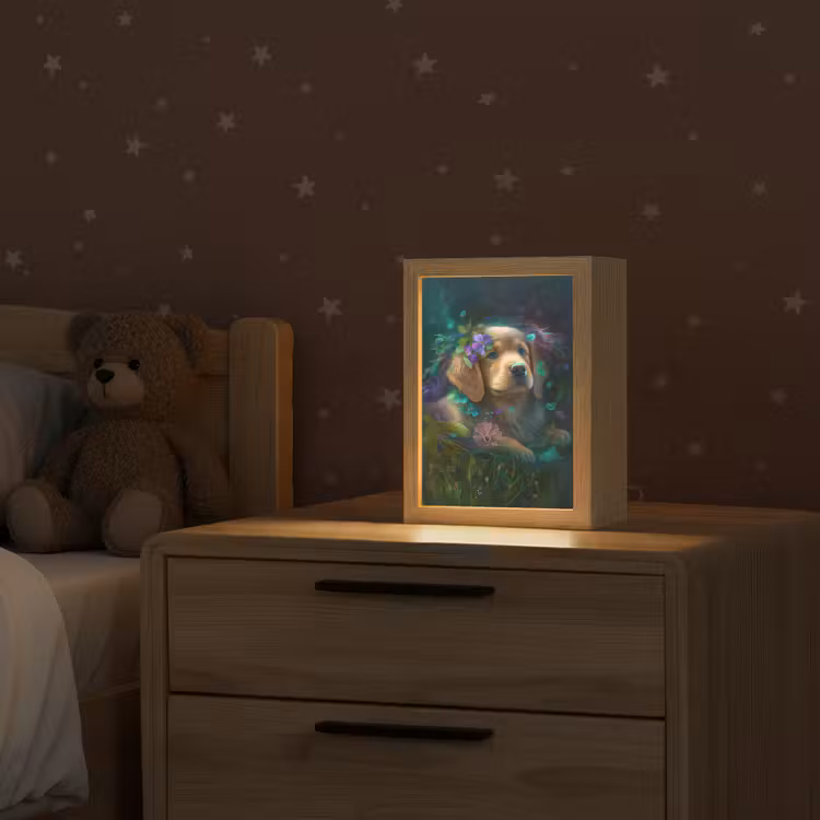 Hond - Puppy - Bloemen - Natuur - Golden retriever Light Box met kabel klein -sfeer1_kind