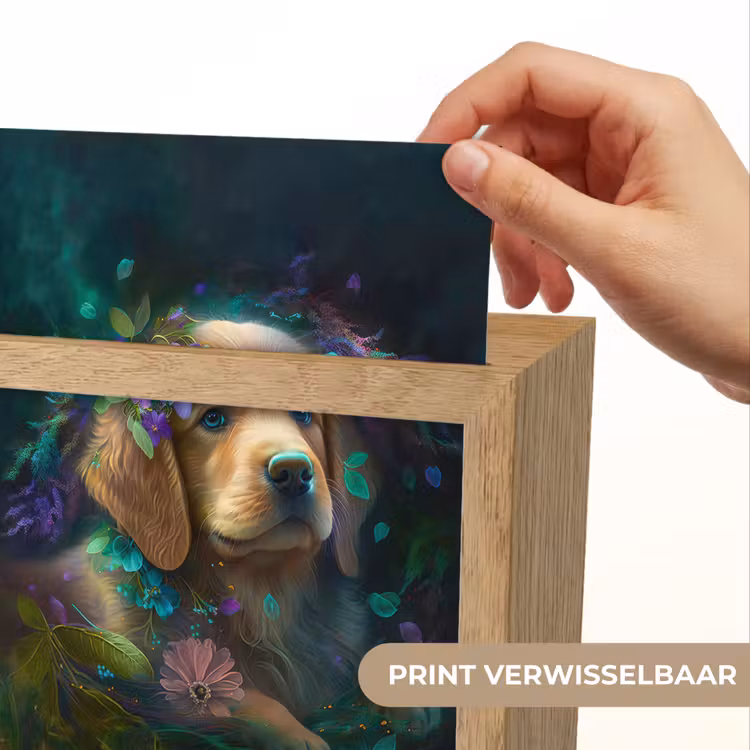 Hond - Puppy - Bloemen - Natuur - Golden retriever Light Box met kabel (Kinderlampje) klein -USP_websiteprintNL