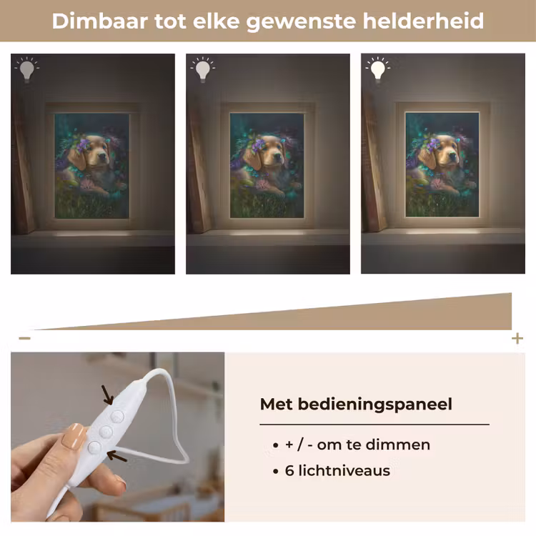 Hond - Puppy - Bloemen - Natuur - Golden retriever Light Box met kabel klein -USP_dimbaarNL