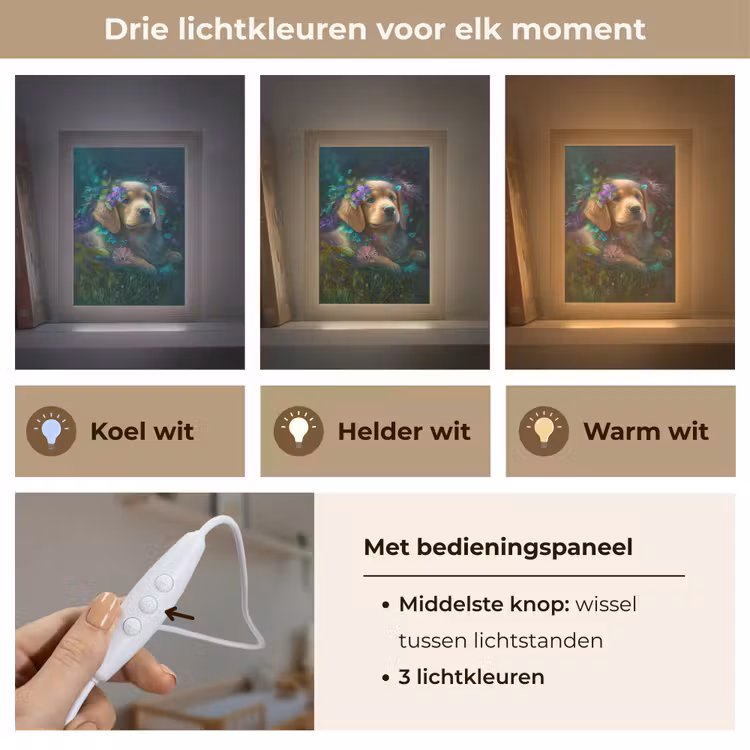 Hond - Puppy - Bloemen - Natuur - Golden retriever Light Box met kabel klein -USP_lichtkleurNL