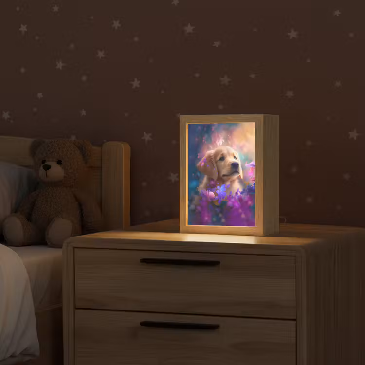 Hond - Puppy - Zon - Bloemen - Golden retriever Light Box met kabel klein -sfeer1_kind