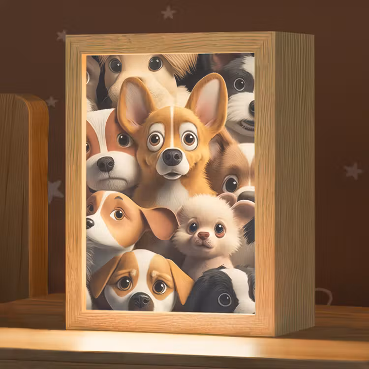 Honden - Dieren - Bruin - Zwart - Patronen - Kind Light Box met kabel klein -zzz_3d_website