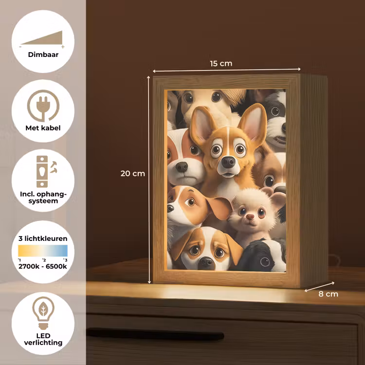 Honden - Dieren - Bruin - Zwart - Patronen - Kind Light Box met kabel klein -USP_NL