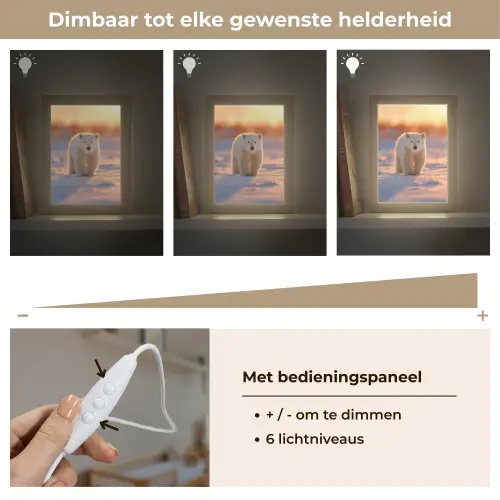 Ijsbeer - Sneeuw - Zonsopgang Light Box met kabel klein -USP_dimbaarNL