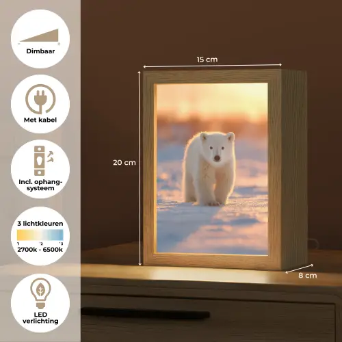 Ijsbeer - Sneeuw - Zonsopgang Light Box met kabel klein -USP_NL