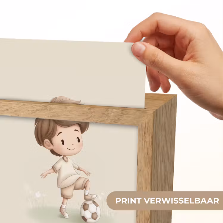 Jongen - Voetbal - Bruin - Minimalistisch Light Box met kabel (Kinderlampje) klein -USP_websiteprintNL