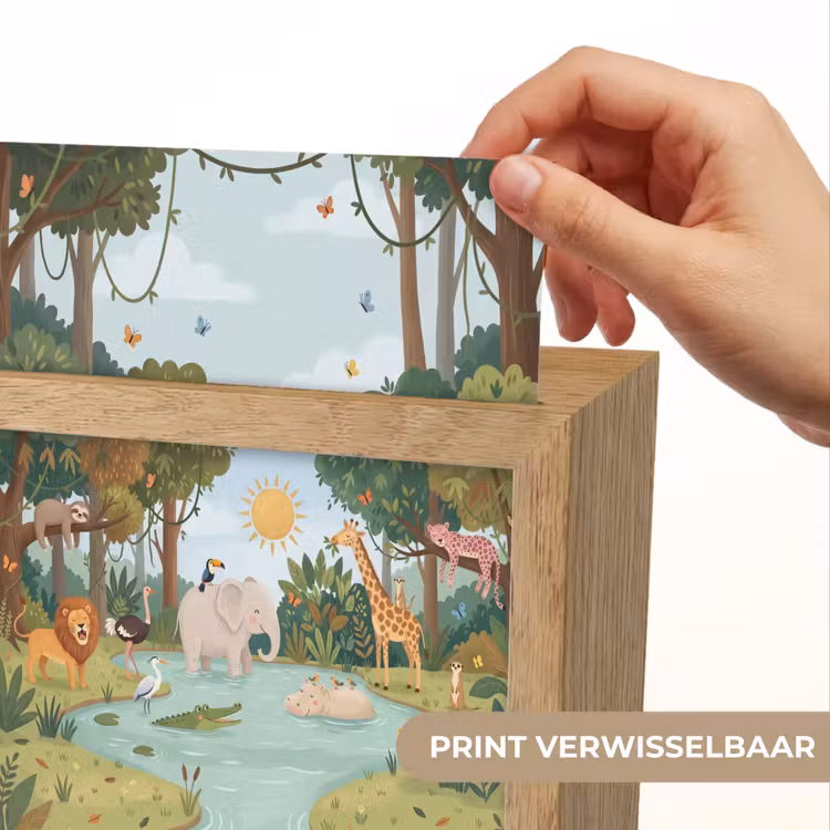 Jungle - Oase - Dieren - Kleurrijk Light Box met kabel (Kinderlampje) klein -USP_websiteprintNL