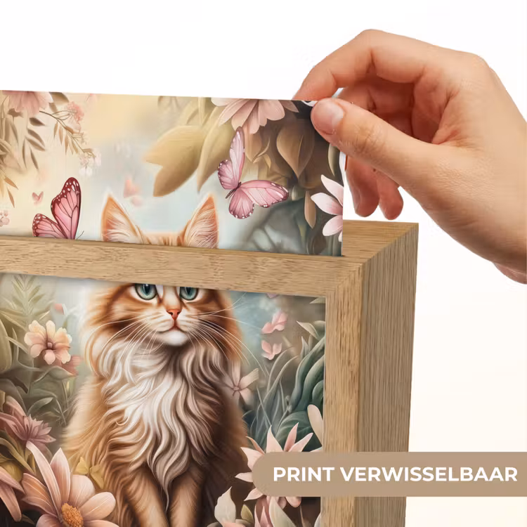 Kat - Bloemen - Vlinders - Roze Light Box met kabel (Kinderlampje) klein -USP_websiteprintNL
