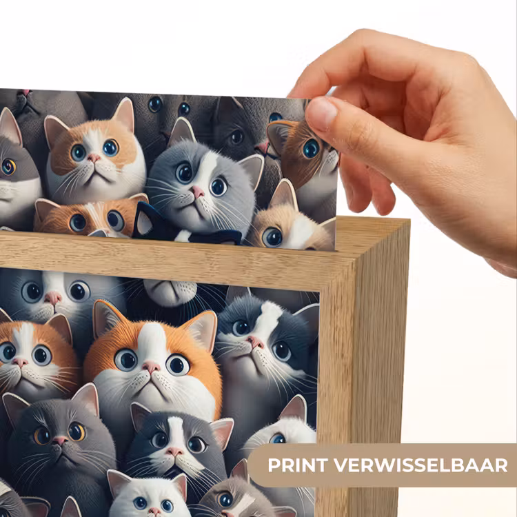 Kat - Dieren - Poes - Grijs - Patronen - Kind Light Box met kabel (Kinderlampje) klein -USP_websiteprintNL