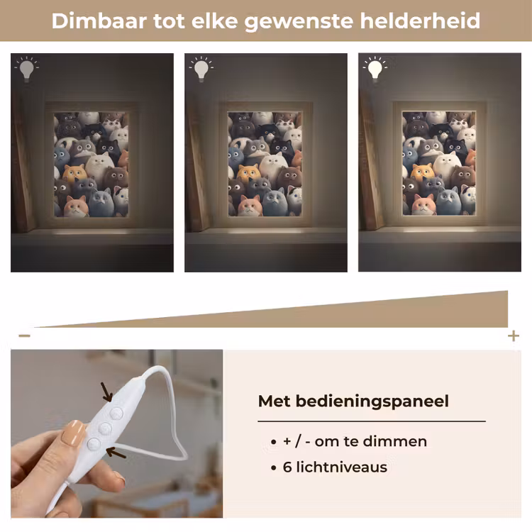 Kat - Dieren - Poes - Patroon - Jongen - Meisje Light Box met kabel klein -USP_dimbaarNL